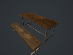 old bench and table pbr 3D Модель
