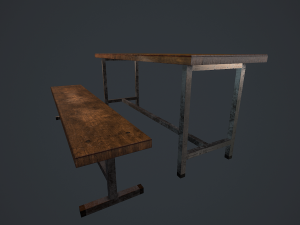 old bench and table pbr 3D Модель