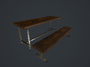 old bench and table pbr 3D Модель