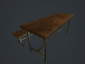 old bench and table pbr 3D Модель