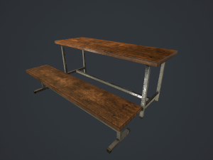 old bench and table pbr 3D Модель