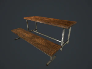 old bench and table pbr 3D Model