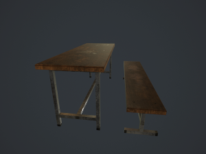 old bench and table pbr 3D Модель