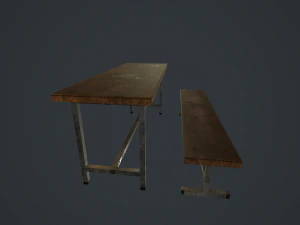 old bench and table pbr 3D Model