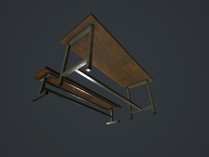 old bench and table pbr 3D Модель