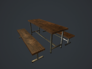 old bench and table pbr 3D Модель