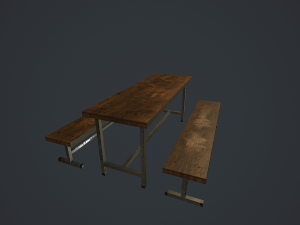 old bench and table pbr 3D Модель