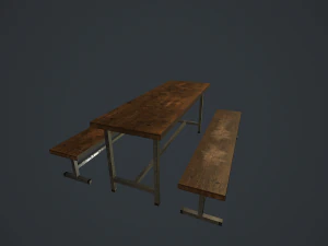 old bench and table pbr 3D Model