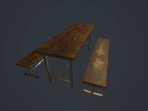 old bench and table pbr 3D Модель