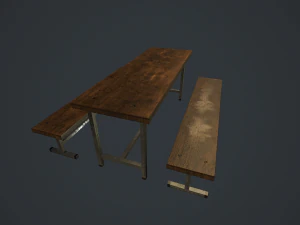 old bench and table pbr 3D Model