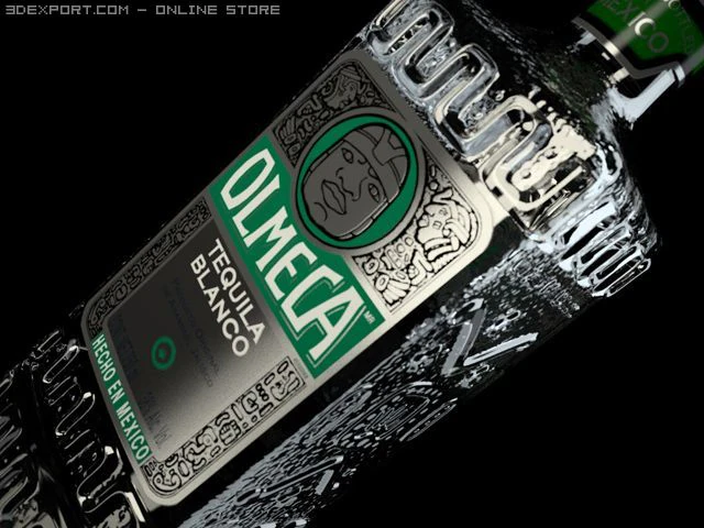 olmeca blanco bottle and lemon slices 3D Model .c4d .max .obj .3ds .fbx .stl .blend 