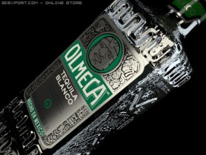olmeca blanco bottle and lemon slices Modèle 3D