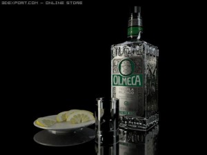 olmeca blanco bottle and lemon slices 3D-Modell