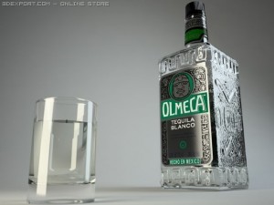 olmeca blanco bottle and lemon slices 3D-Modell