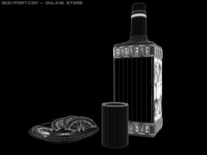 olmeca blanco bottle and lemon slices 3D-Modell