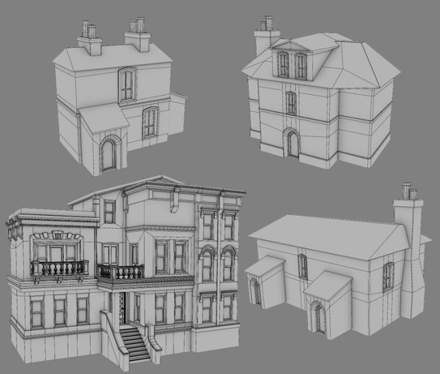 old style house collection Modèle 3D .c4d .max .obj .3ds .fbx .stl .blend 