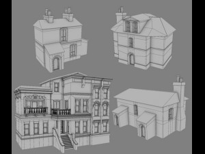 old style house collection 3D-Modell