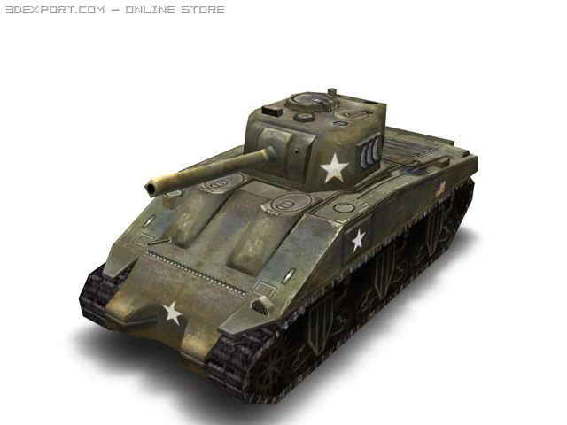 ww2 m4a3 tank 3D Model .c4d .max .obj .3ds .fbx .stl .blend 