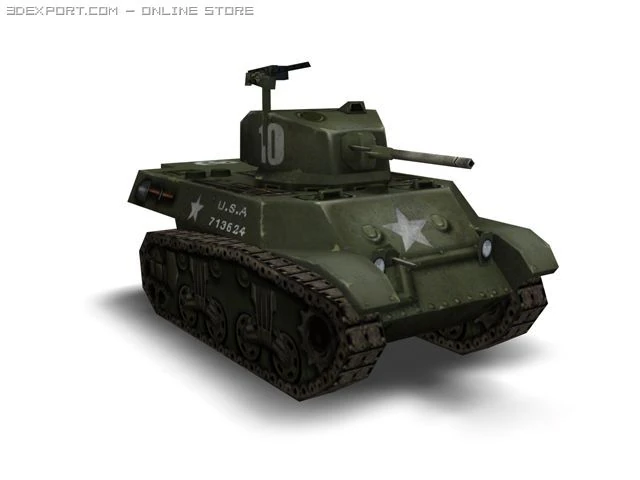 ww2 m3a3 tank 3D Model .c4d .max .obj .3ds .fbx .stl .blend 