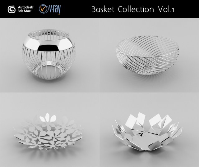 basket collection vol1 3D Модель .c4d .max .obj .3ds .fbx .stl .blend