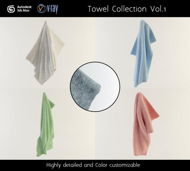 towel collection vol1 3D Модель .c4d .max .obj .3ds .fbx .stl .blend 