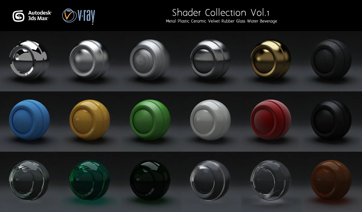 vray shaders collection 3D Model .c4d .max .obj .3ds .fbx .stl .blend 