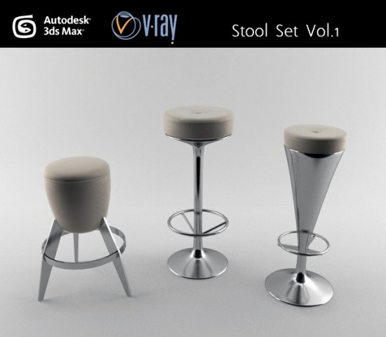 bar stool set 3D 모델 .c4d .max .obj .3ds .fbx .stl .blend 