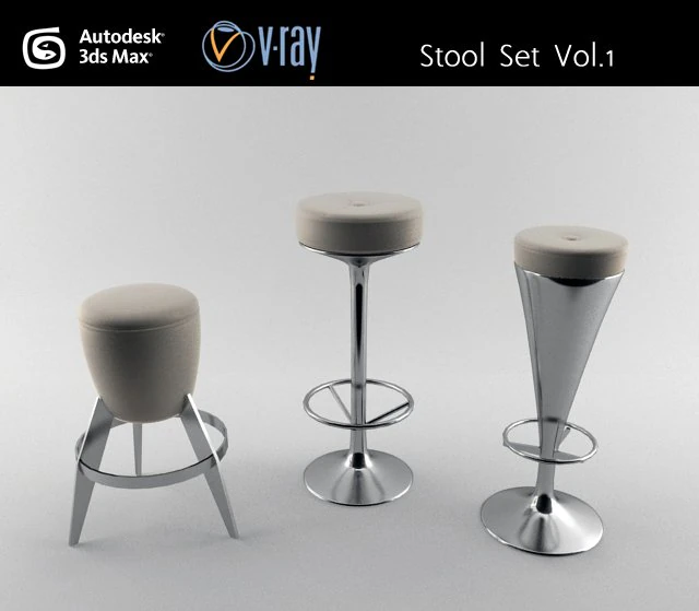 bar stool set 3D Model .c4d .max .obj .3ds .fbx .stl .blend 