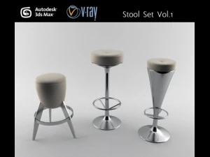 ensemble de tabourets de bar Modèle 3D