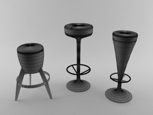 bar stool set 3D 모델