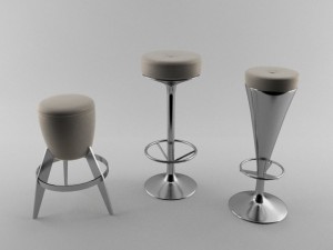 bar stool set 3D 모델