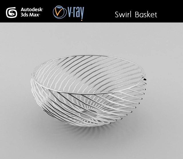 swirl wire basket 3D Model .c4d .max .obj .3ds .fbx .stl .blend 