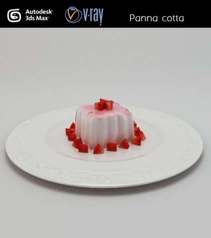 pannacotta dessert 3D 모델 .c4d .max .obj .3ds .fbx .stl .blend 