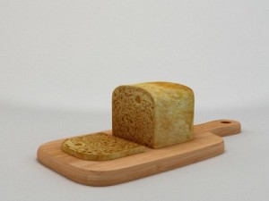 cutting board with bread Model 3D