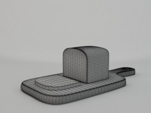 cutting board with bread Model 3D