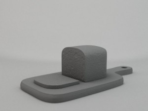 cutting board with bread Model 3D