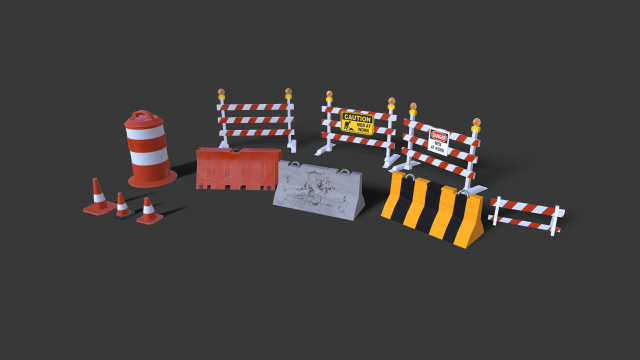 street props barricades 3D Модель .c4d .max .obj .3ds .fbx .stl .blend 