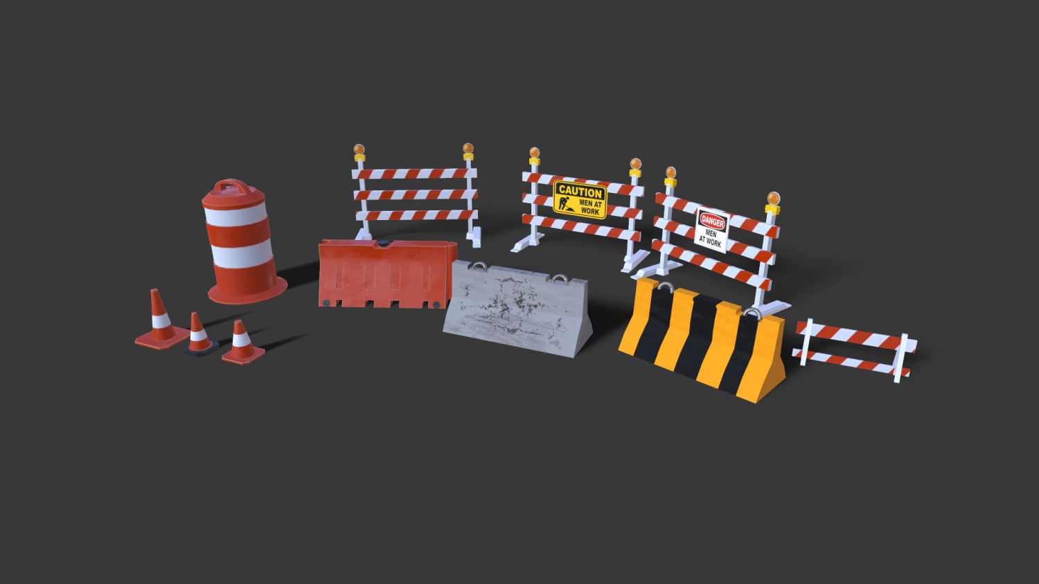street props barricades 3D Model .c4d .max .obj .3ds .fbx .stl .blend 