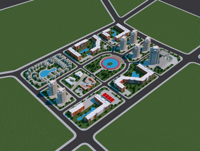 a city 3D Model .c4d .max .obj .3ds .fbx .stl .blend 