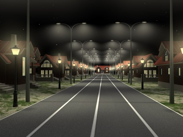 street with houses 3D Model .c4d .max .obj .3ds .fbx .stl .blend 