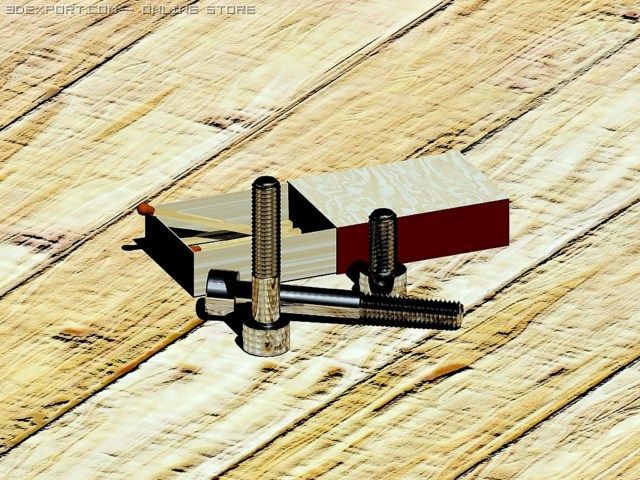 screws bolts din 912 and matchbox 3D Model .c4d .max .obj .3ds .fbx .stl .blend 