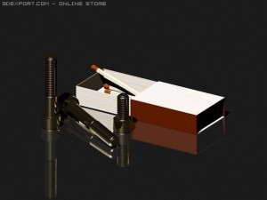 screws bolts din 912 and matchbox 3D Model