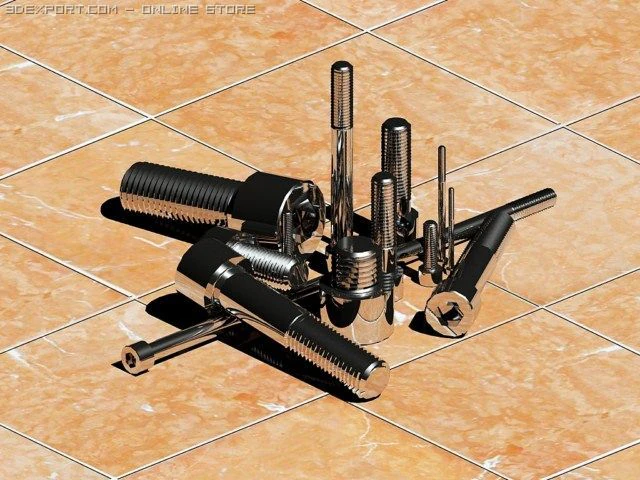 screw bolts set din 912 for autocad 2007 2010 3D Model .c4d .max .obj .3ds .fbx .stl .blend 