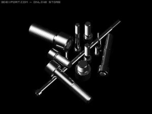 screw bolts set din 912 for autocad 2007 2010 3D Model