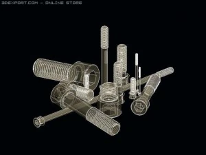 screw bolts set din 912 for autocad 2007 2010 3D Model