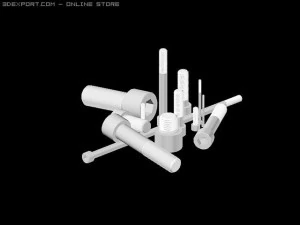 screw bolts set din 912 for autocad 2007 2010 3D Model