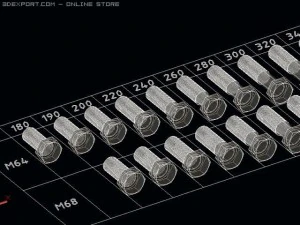 library screws bolts din 931 iso 4014 autocad 2010 3D Model