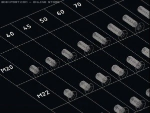 biblioth&egrave;que vis boulons din 7991 iso 10642 autocad 10 Modèle 3D