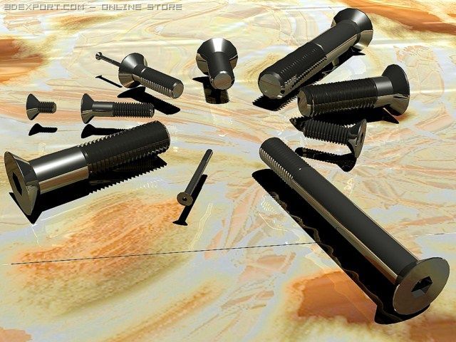 set screws bolts din 7991 iso 10642 autocad 7 10 3D Model .c4d .max .obj .3ds .fbx .stl .blend