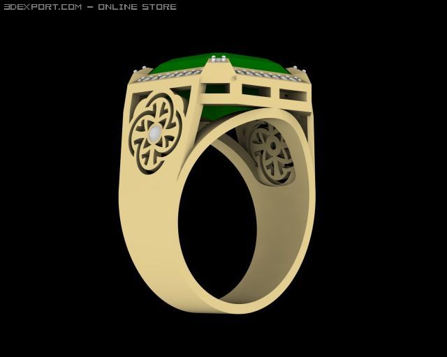 ring with an emerald 3D Model .c4d .max .obj .3ds .fbx .stl .blend 